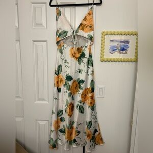 ASOS White and Yellow Floral Midi Dress